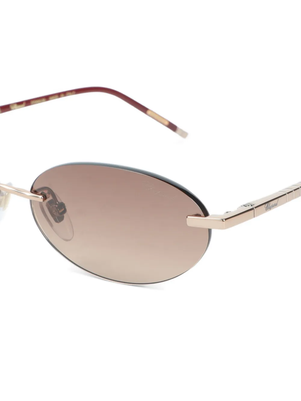  Chopard Eyewear Rimless Oval-frame Sunglasses - Gold 