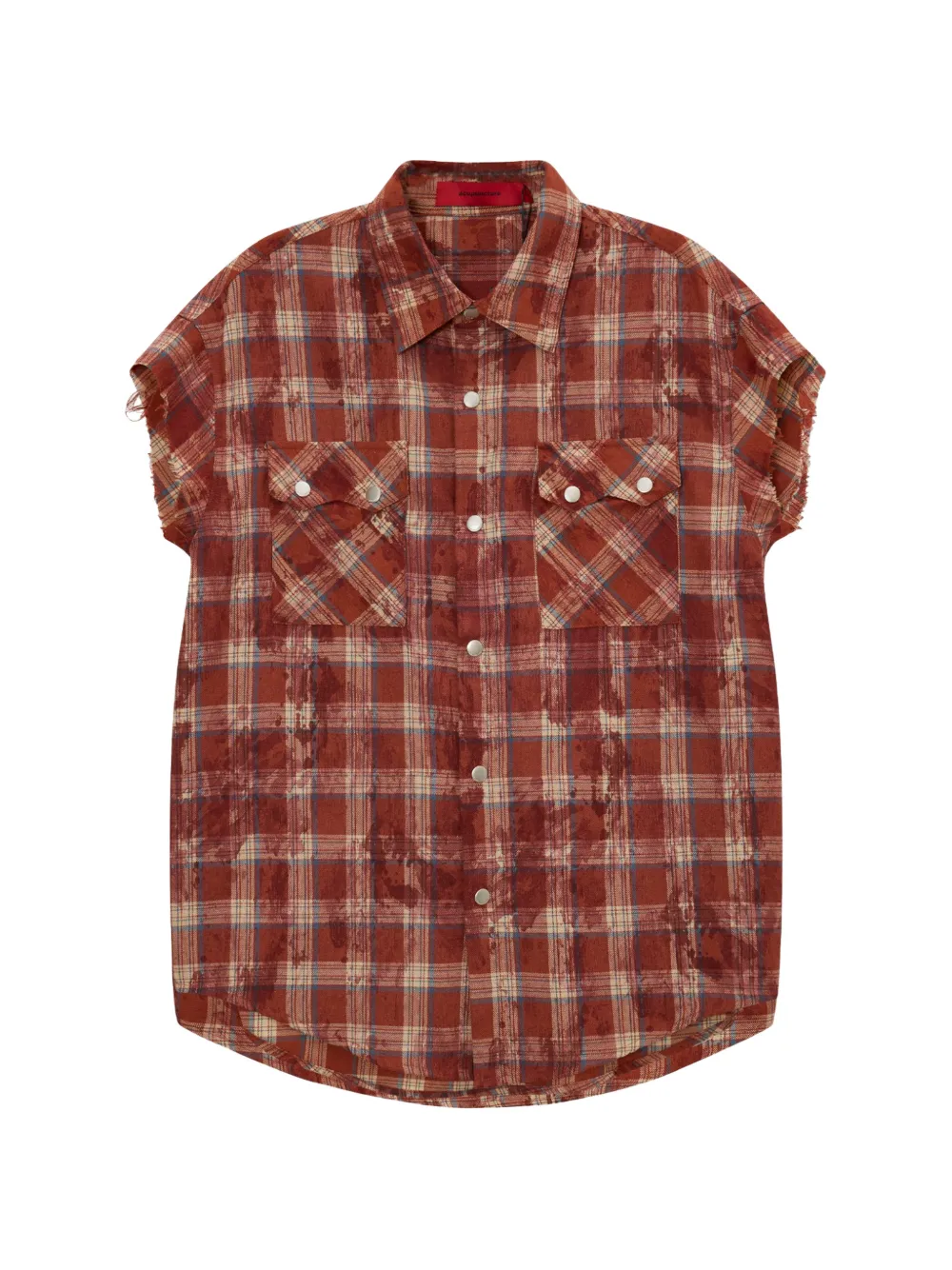 ACUPUNCTURE 1993 Texas check frayed-edge shirt - Marrone