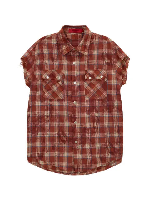 ACUPUNCTURE 1993 Texas check frayed-edge shirt