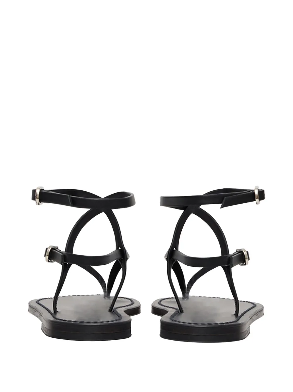K. Jacques Abako crossover-strap buckle-fastening leather flat sandals Zwart