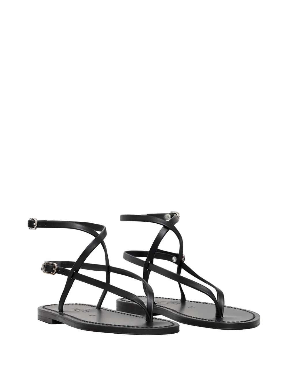 K. Jacques Abako crossover-strap buckle-fastening leather flat sandals Zwart