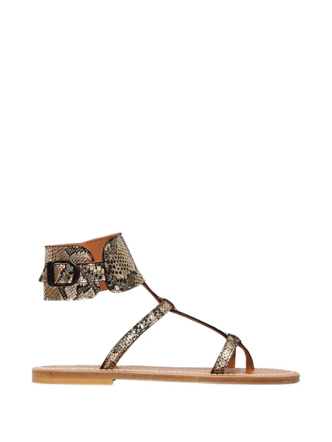 K. Jacques Caravelle snakeskin-effect leather flat sandals
