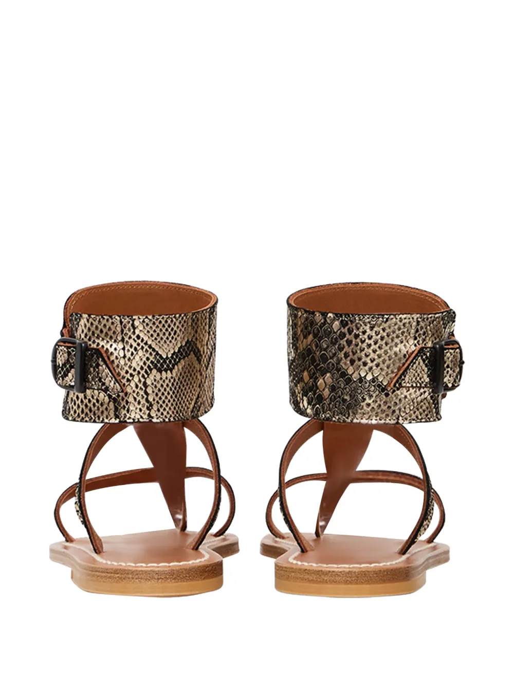 K. Jacques Caravelle snakeskin-effect leather flat sandals Goud