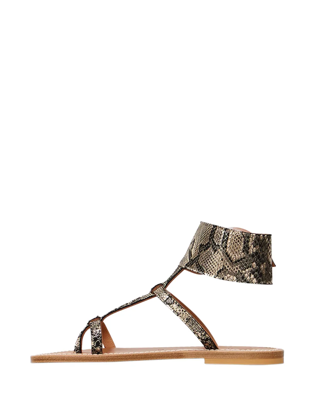 K. Jacques Caravelle snakeskin-effect leather flat sandals Goud