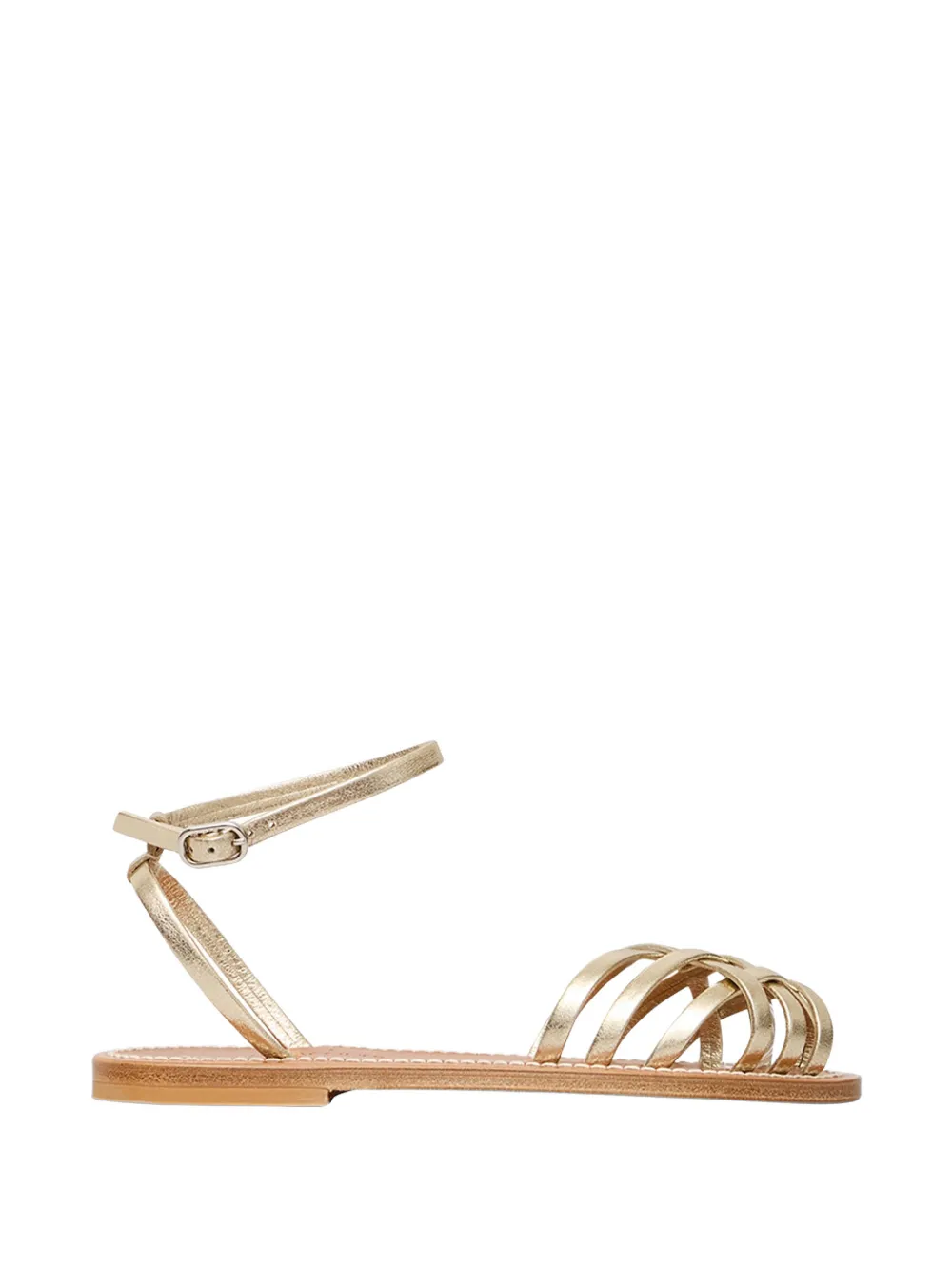 K. Jacques Danaens cage-strap leather flat sandals Goud