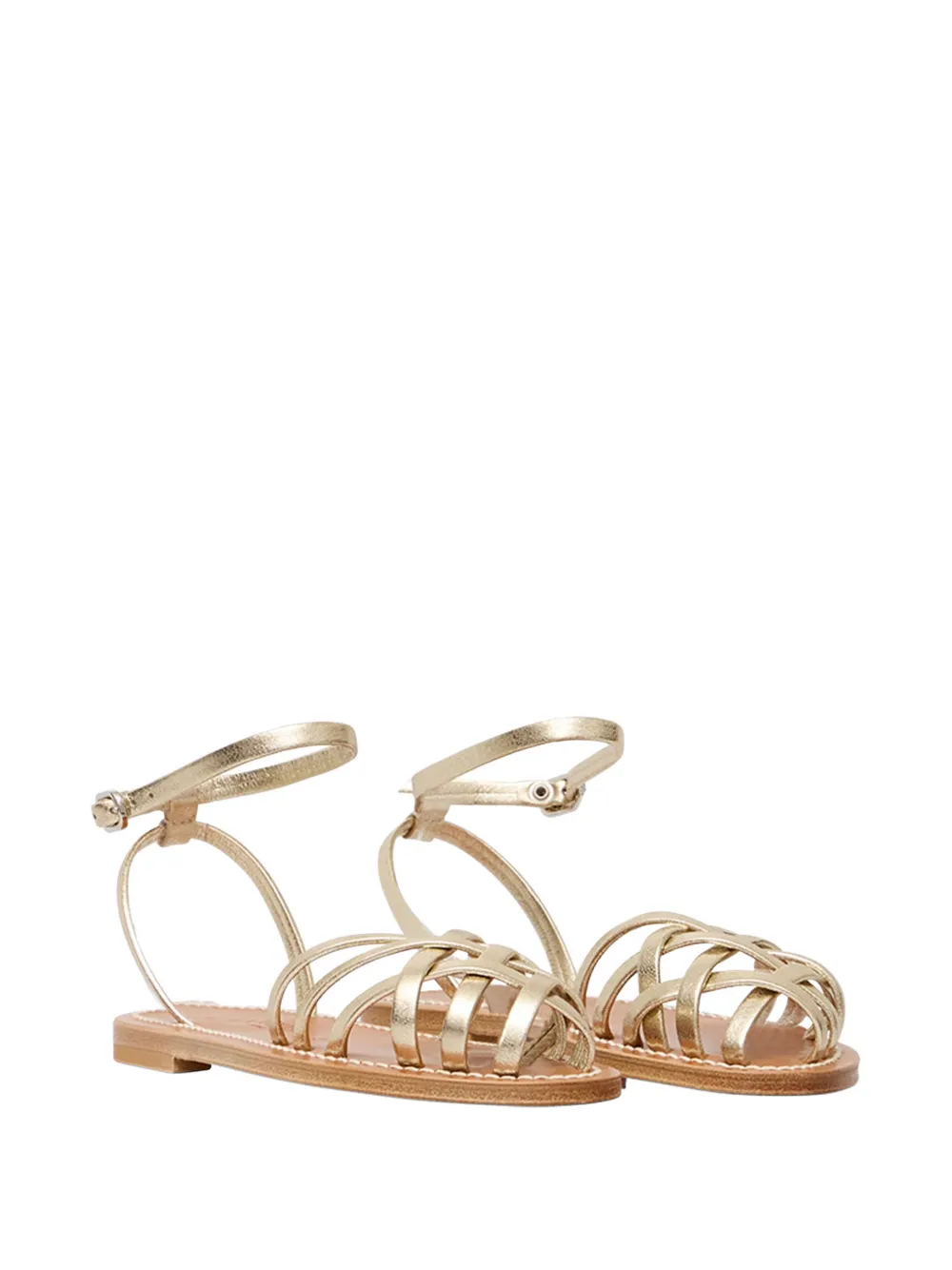 K. Jacques Danaens cage-strap leather flat sandals Goud