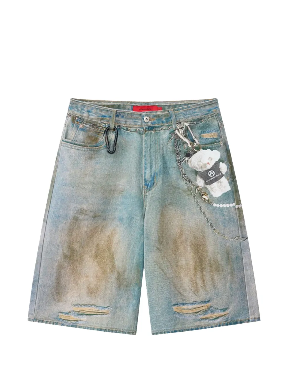 Acupuncture 1993 Ocean Front Distressed Chain-link Shorts In Blue