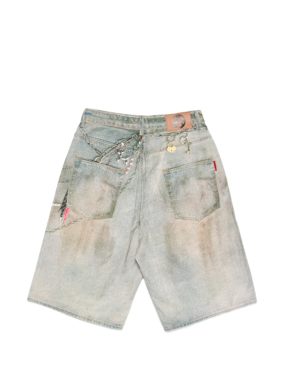 ACUPUNCTURE 1993 Ocean Front Distressed chain-link Shorts | Blue