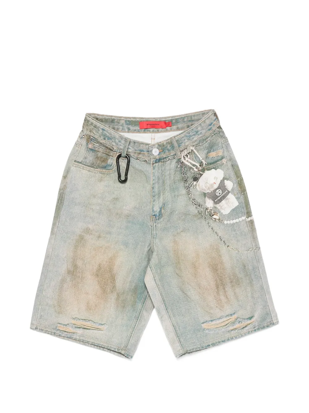 ACUPUNCTURE 1993 Ocean Front distressed chain-link shorts - Blu