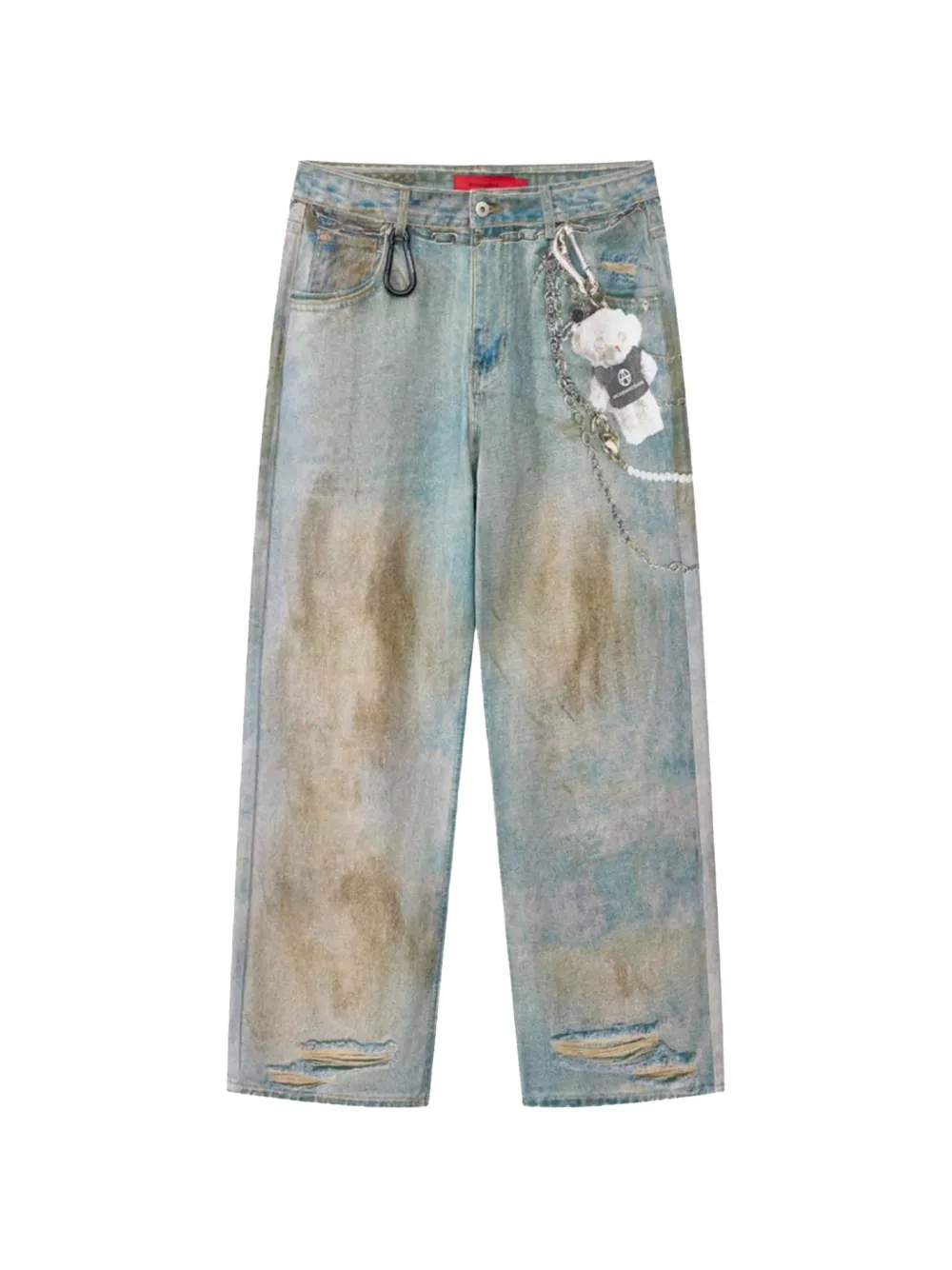 ACUPUNCTURE 1993 distressed chain-link jeans - Blu