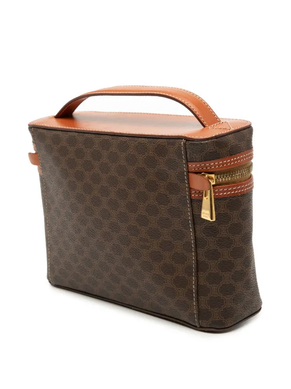 バッグ Celine Macadam Vanity Pouch Bag Brown Celine Pre-Owned 20th Century Macadam Coated Canvas Vanity Bag