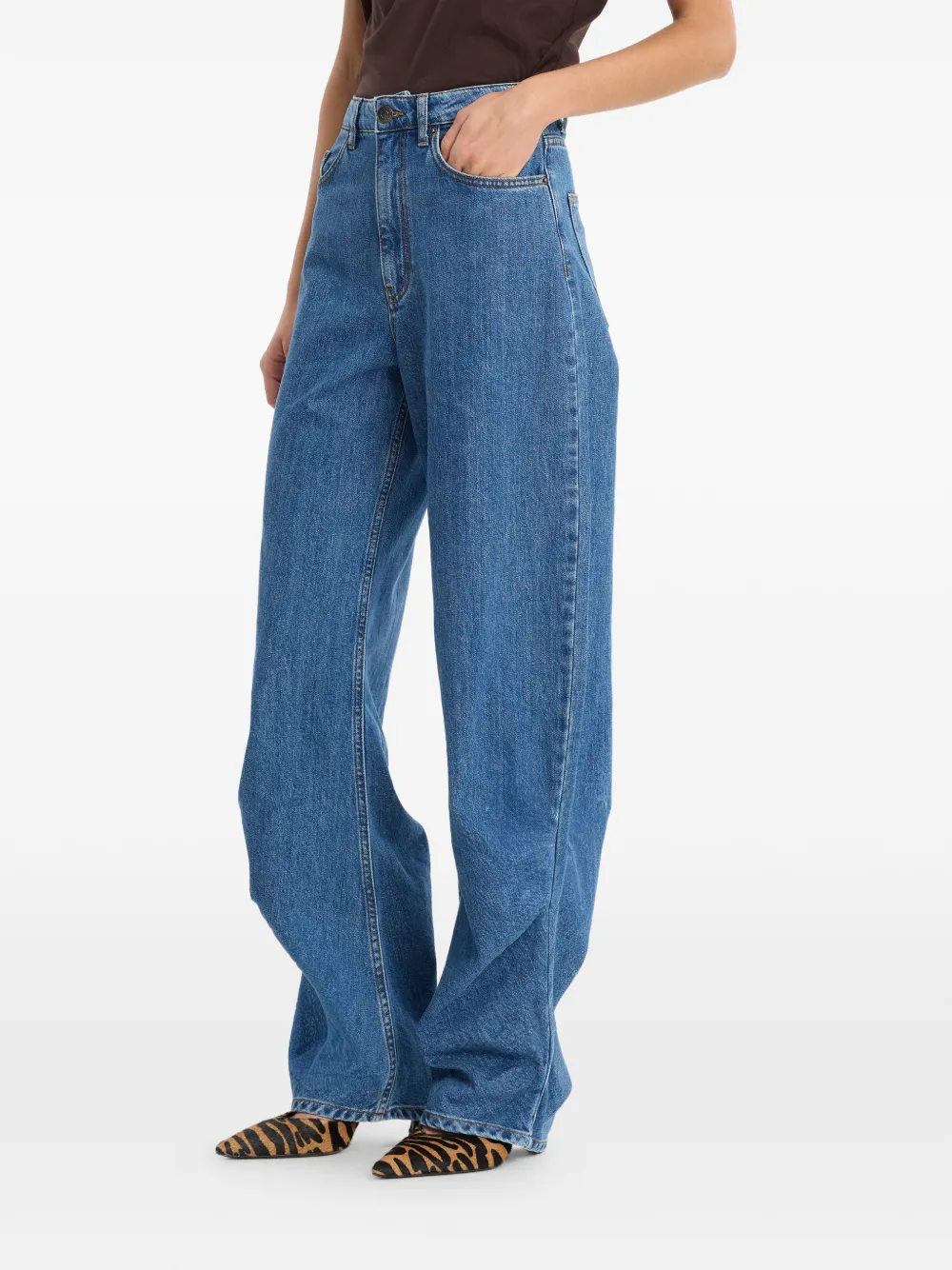 ROTATE BIRGER CHRISTENSEN Gedrapeerde jeans Blauw
