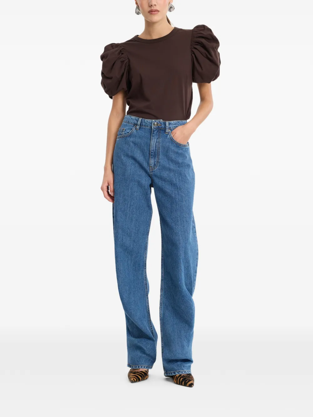 ROTATE BIRGER CHRISTENSEN Gedrapeerde jeans Blauw