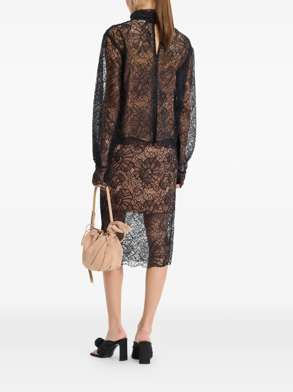 ROTATE BIRGER CHRISTENSEN Midi-jurk met lange mouwen Zwart