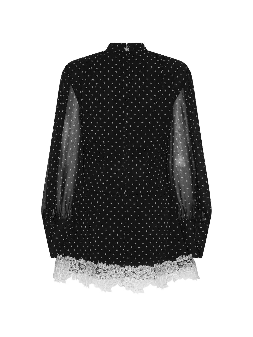 ROTATE BIRGER CHRISTENSEN Mini-jurk met kanten detail en lange mouwen Zwart
