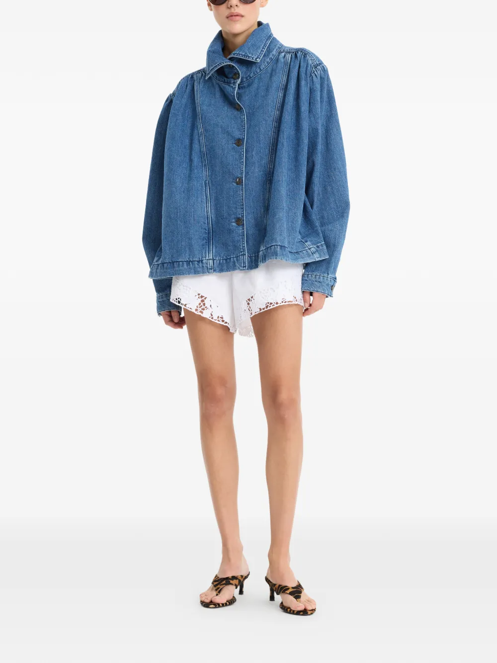ROTATE BIRGER CHRISTENSEN Gesmockt denim jack Blauw