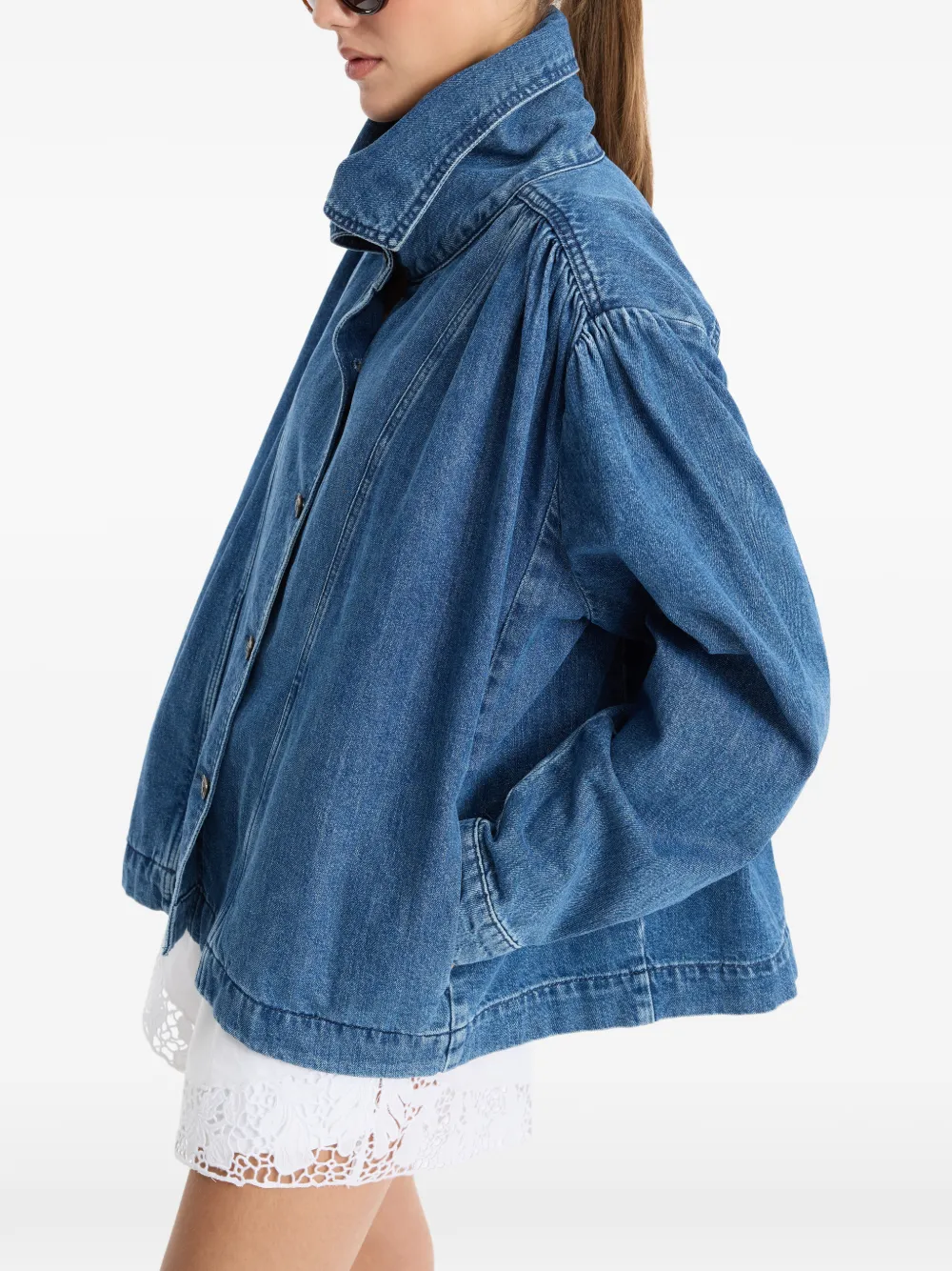 ROTATE BIRGER CHRISTENSEN Gesmockt denim jack Blauw