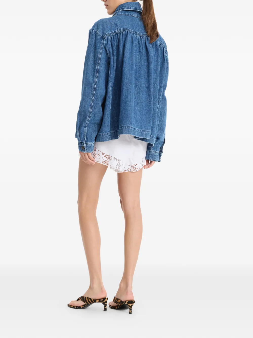 ROTATE BIRGER CHRISTENSEN Gesmockt denim jack Blauw