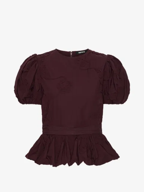 ROTATE BIRGER CHRISTENSEN 퍼프 소매 페플럼 블라우스
