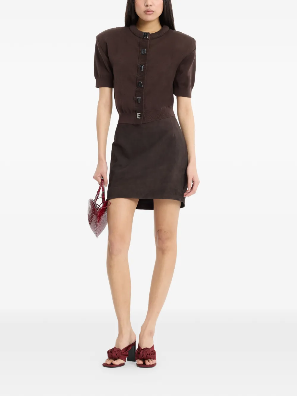 ROTATE BIRGER CHRISTENSEN Suède mini-rok Bruin