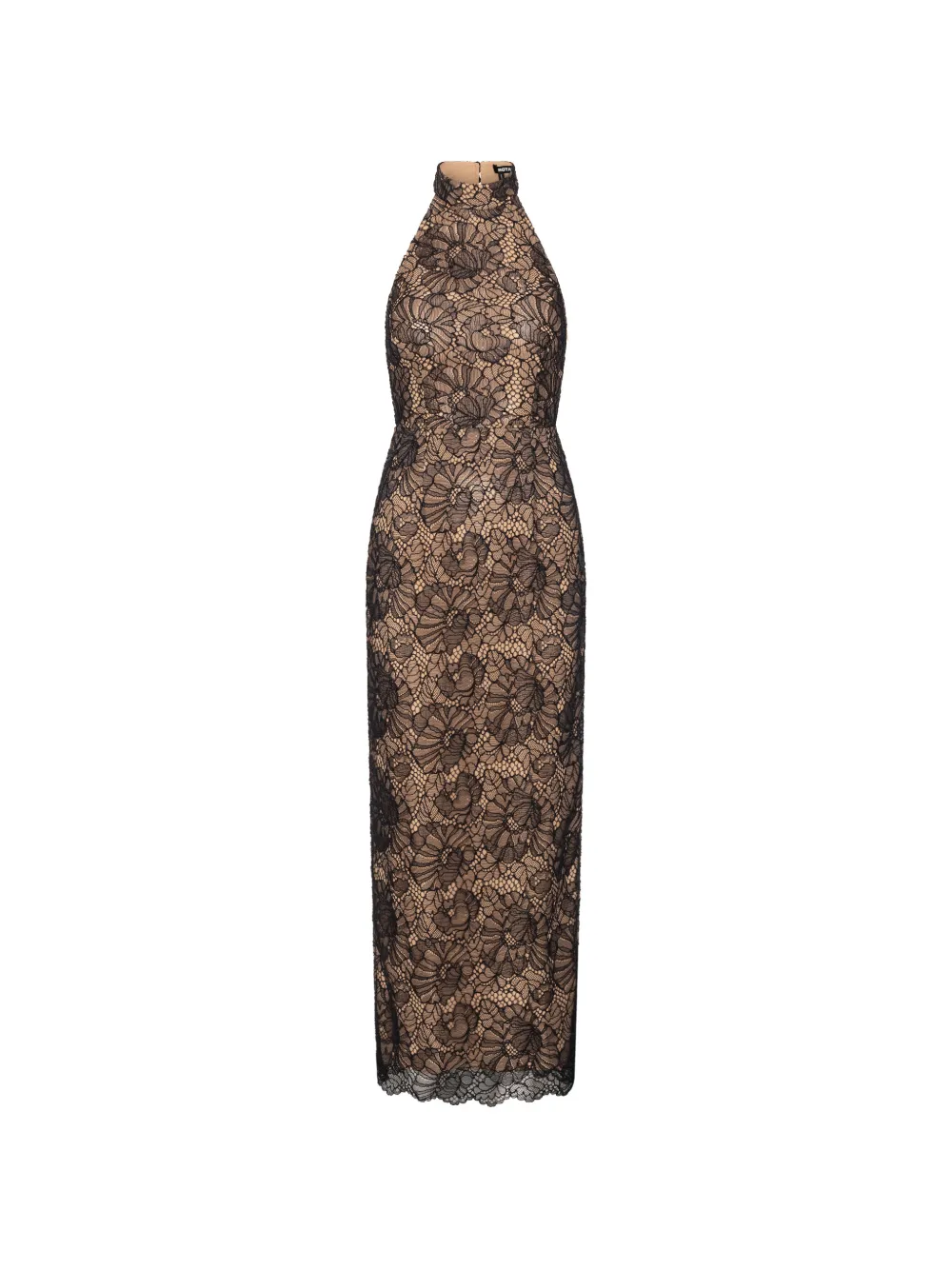 ROTATE BIRGER CHRISTENSEN Abito lungo in pizzo con scollo all'americana - Nero
