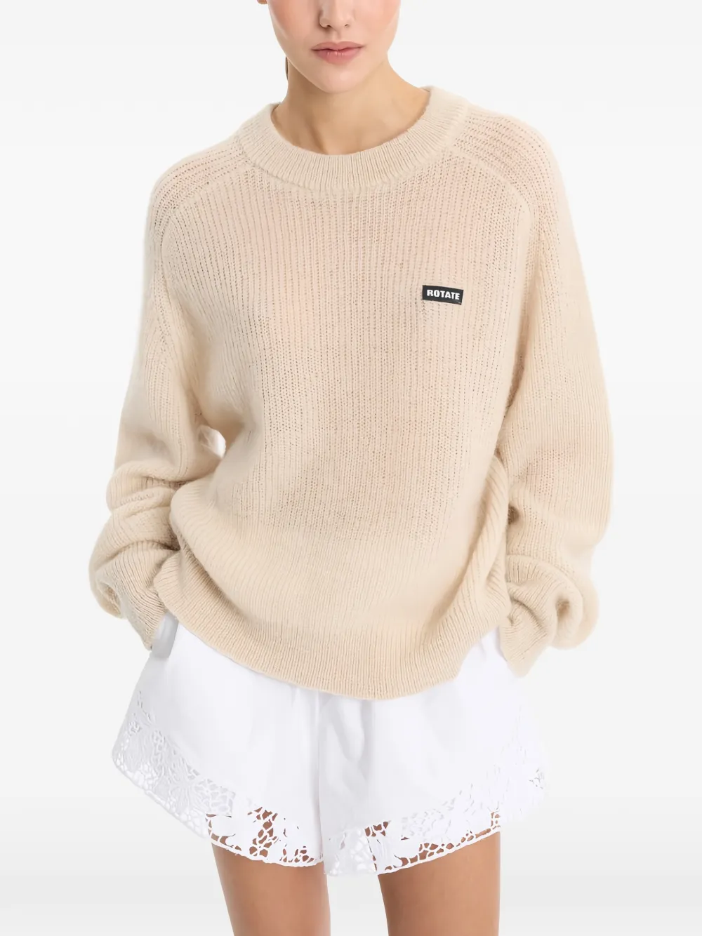 ROTATE BIRGER CHRISTENSEN Kanten shorts met trekkoord Wit