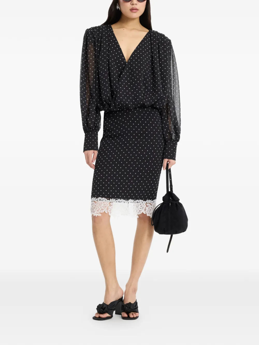 ROTATE BIRGER CHRISTENSEN Shirt met ruches Zwart
