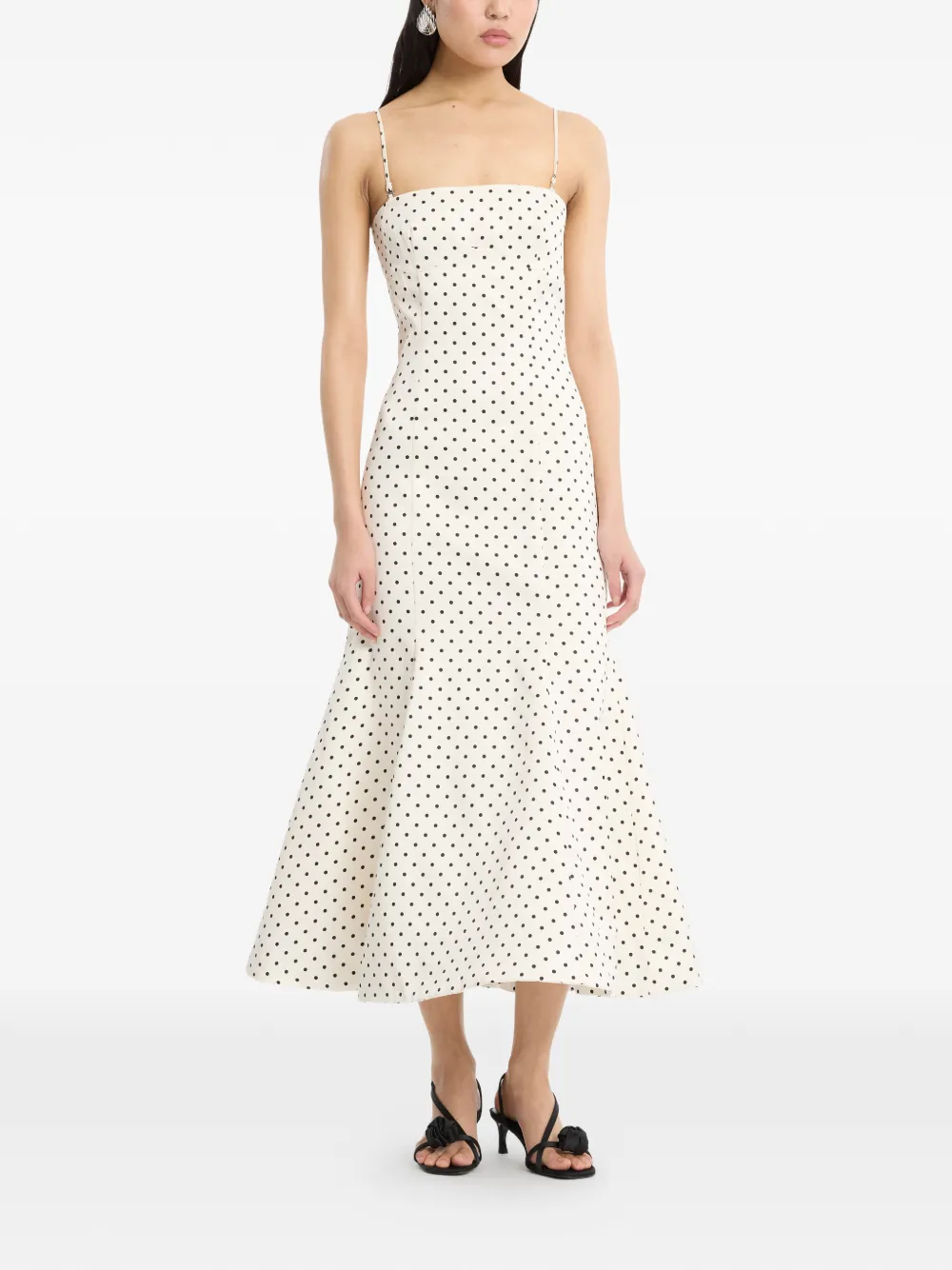 ROTATE BIRGER CHRISTENSEN Midi-jurk met stippen Beige