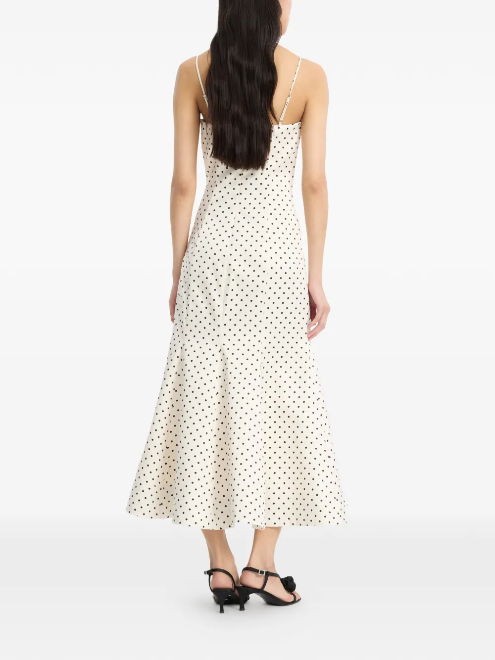 ROTATE BIRGER CHRISTENSEN Midi-jurk met stippen Beige