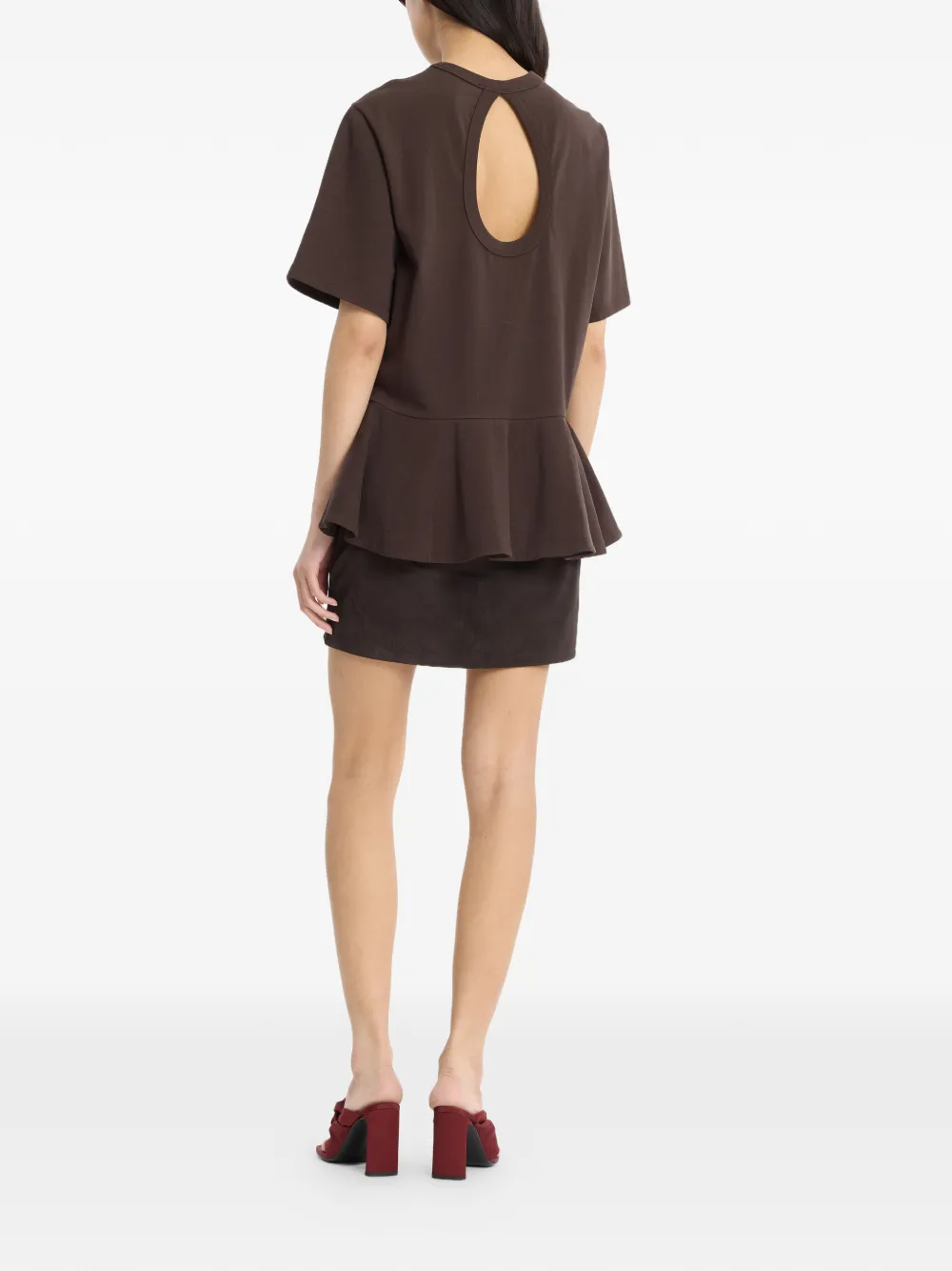 ROTATE BIRGER CHRISTENSEN peplum T-shirt Bruin