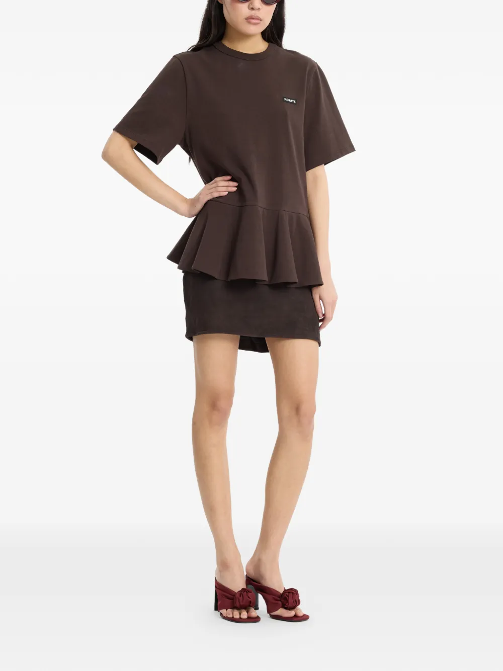 ROTATE BIRGER CHRISTENSEN peplum T-shirt Bruin