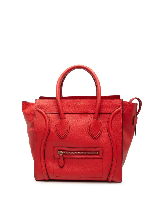 Celine Pre-owned 2011 Mini Calfskin Luggage Tote Bag in Red