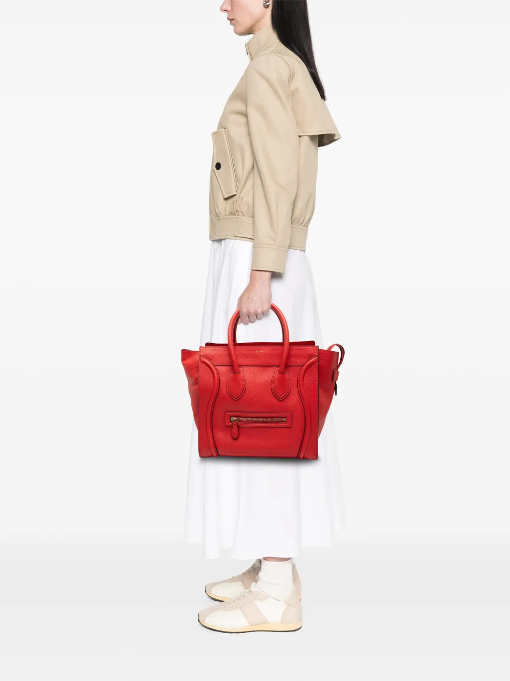 Celine Pre-owned 2011 Mini Calfskin Luggage Tote Bag in Red, view 2