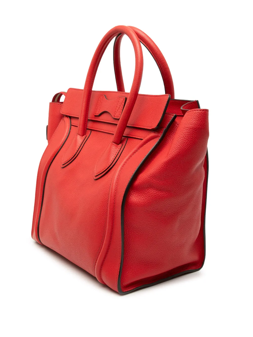 Celine Pre-owned 2011 Mini Calfskin Luggage Tote Bag in Red, view 3