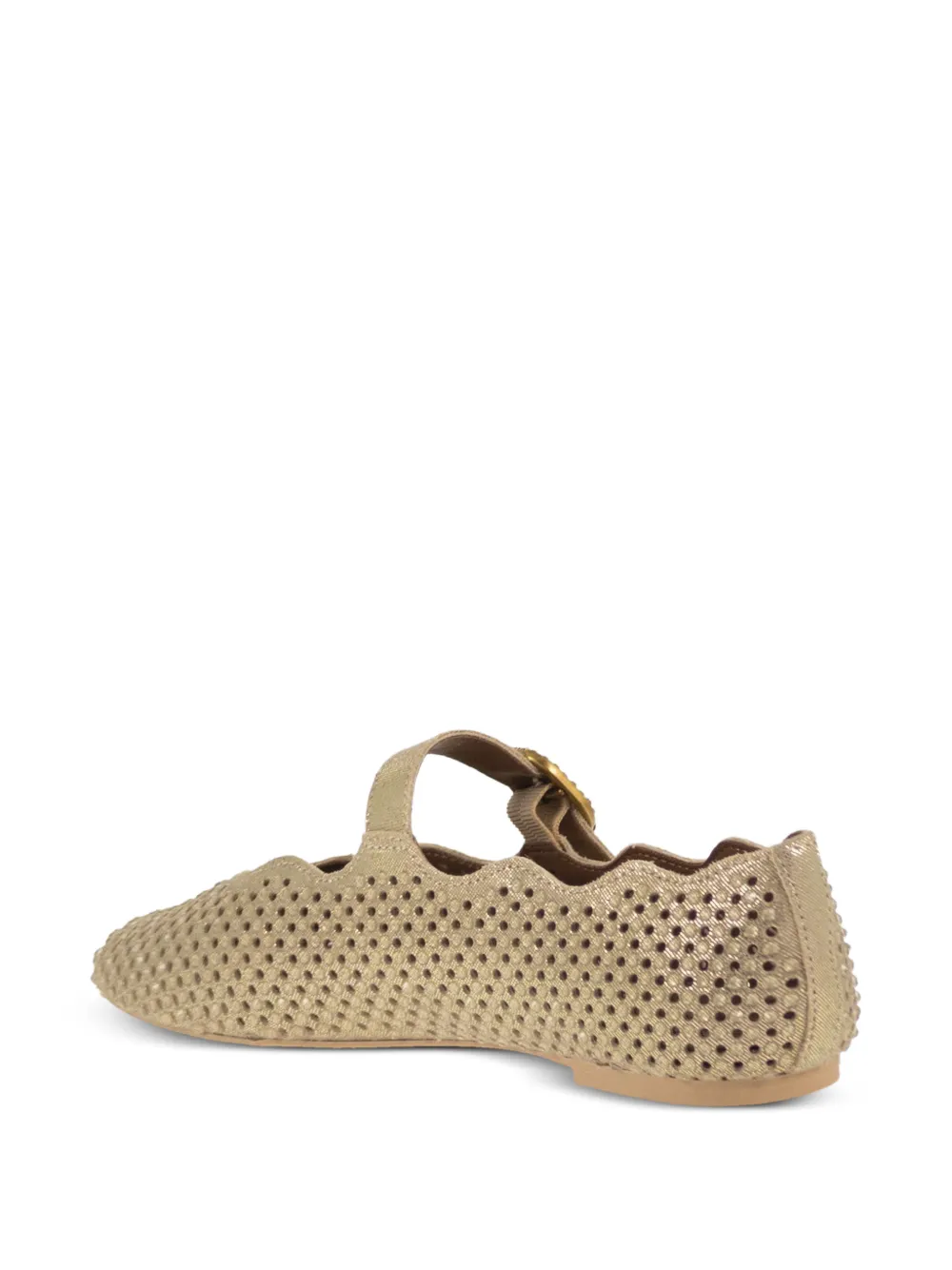 Kurt Geiger Leren ballerina's met geperforeerde gesp Goud