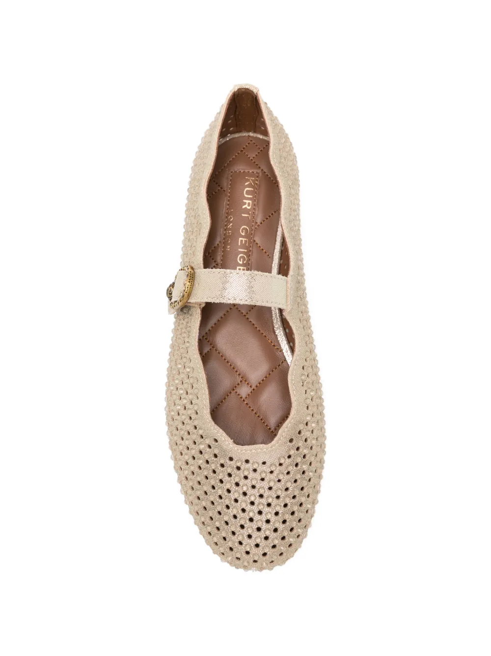 Kurt Geiger London Wavy Mayfair ballerina's verfraaid met kristallen Goud