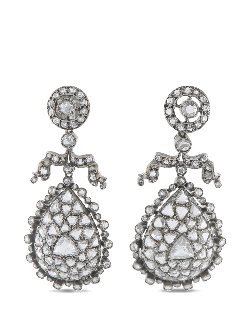 FRED LEIGHTON diamond teardrop-design earrings - Grigio