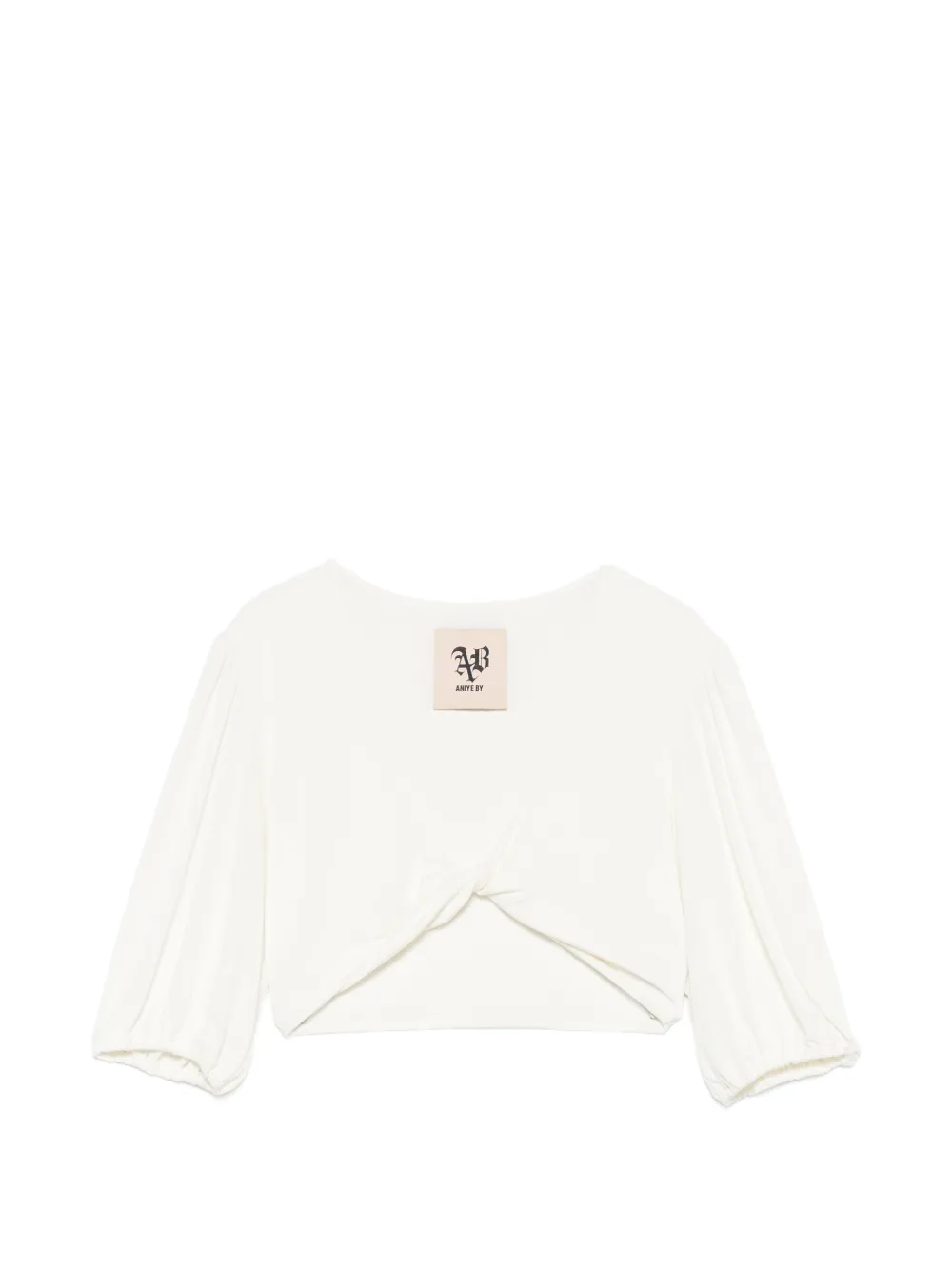 twist-detail puff-sleeve top