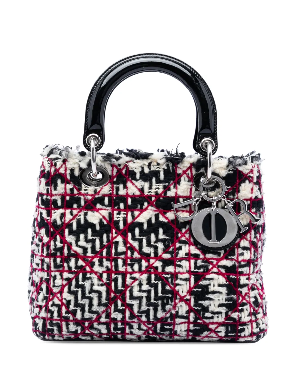 Christian Dior Pre-Owned 2011 Medium Tweed Cannage Fringe Lady Dior satchel - Schwarz