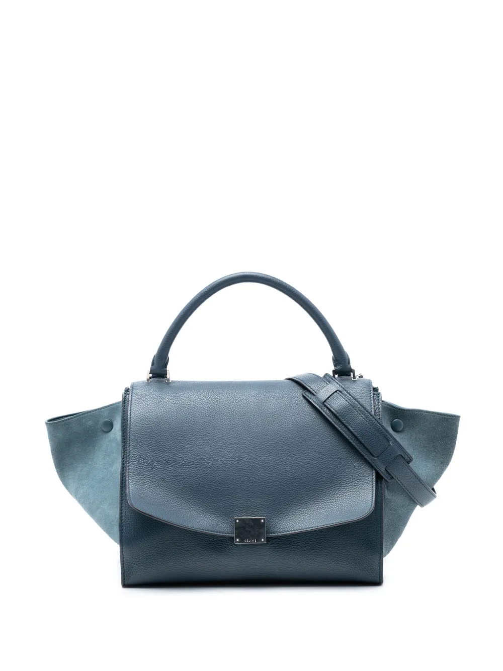 Celine Pre-Owned 2012 Medium Calfskin and Suede Trapeze satchel - Blu