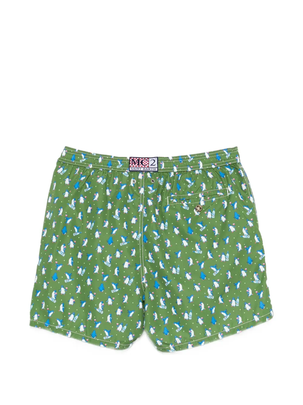 MC2 Saint Barth Zwembroek met trekkoord en pinguïn-print Groen