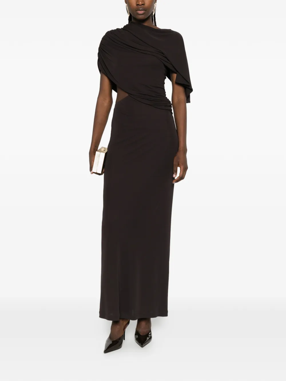Alberta Ferretti Gedrapeerde maxi-rok Bruin