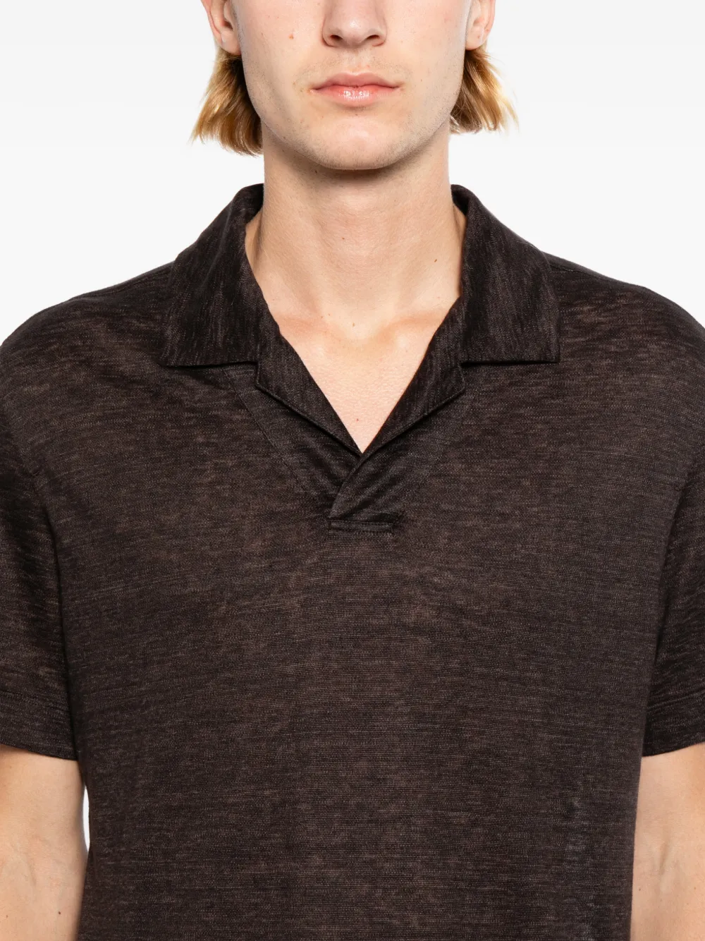 Zegna Oasi Lino T-shirt met polokraag Bruin