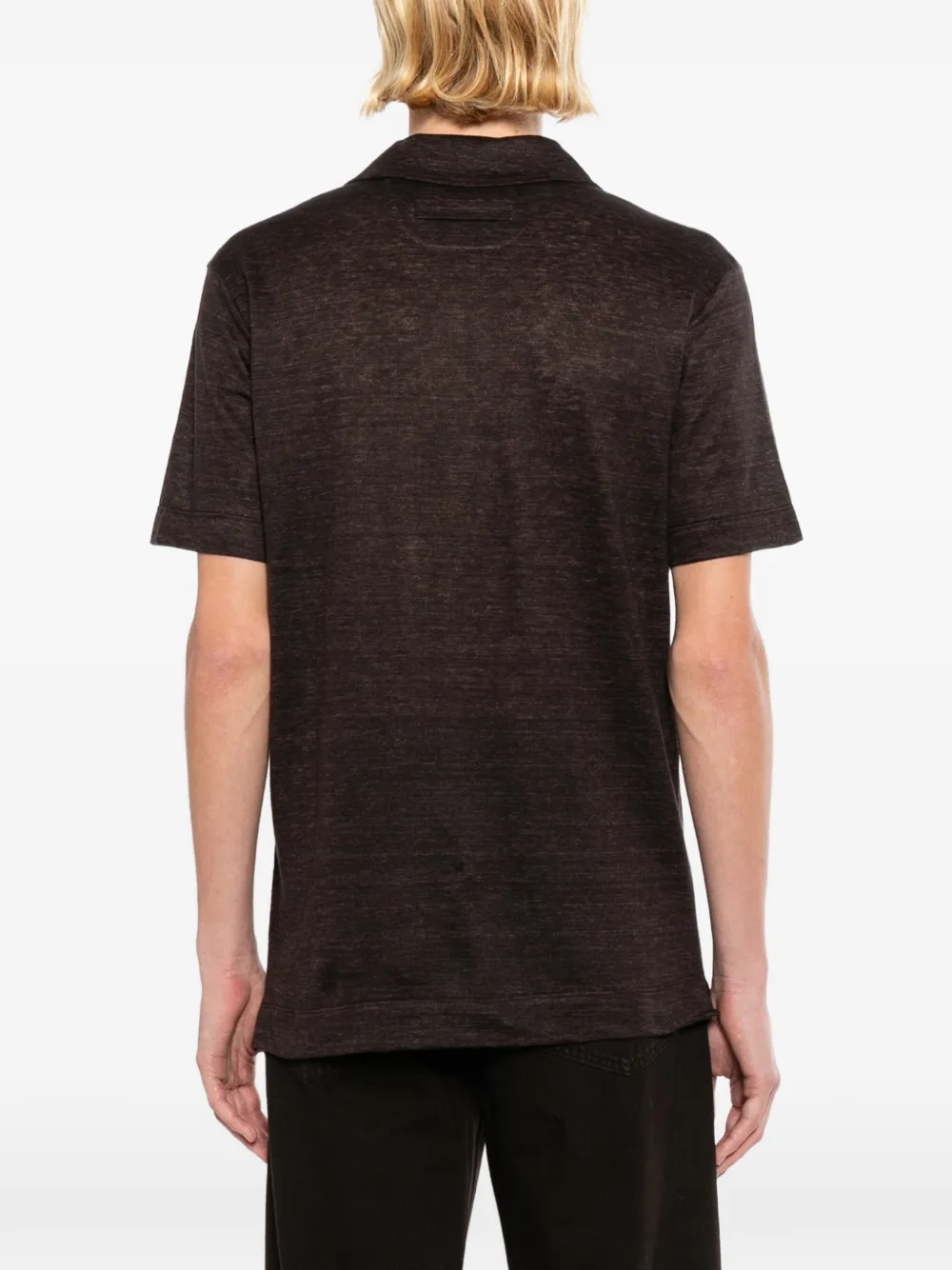 Zegna Oasi Lino T-shirt met polokraag Bruin