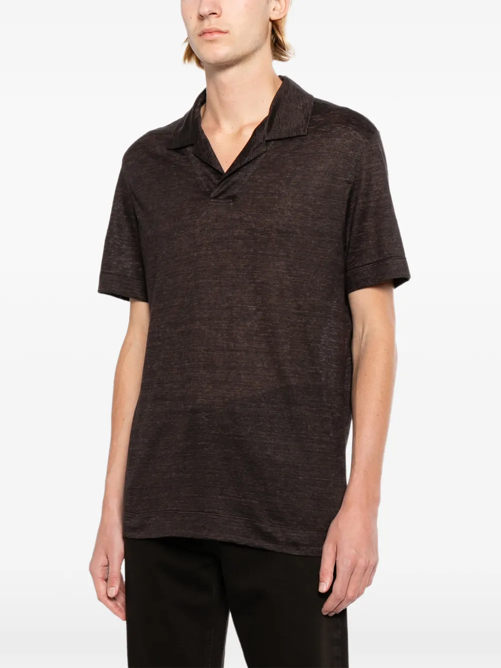 Zegna Oasi Lino T-shirt met polokraag Bruin