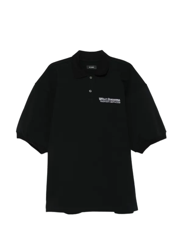 Willy Chavarria Football Embroidery Polo Shirt in Black