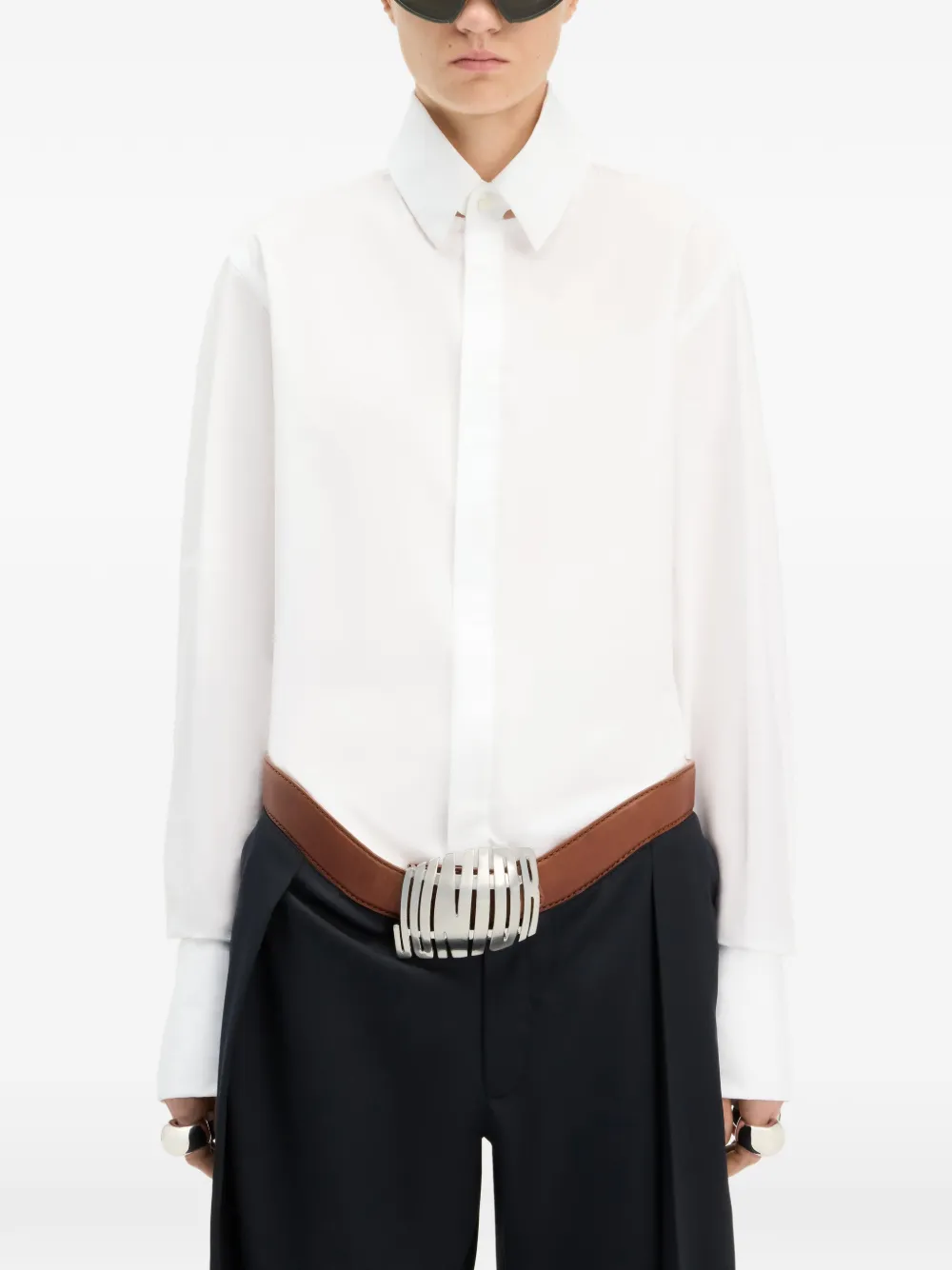 Jean Paul Gaultier Blouse met omgeslagen manchetten Wit