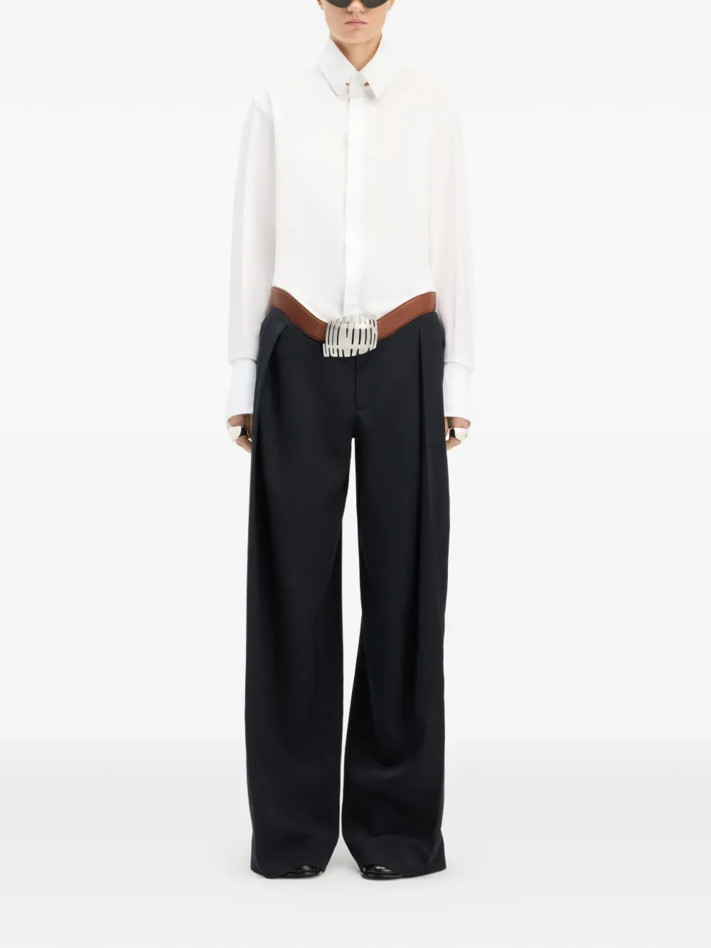 Jean Paul Gaultier Blouse met omgeslagen manchetten Wit