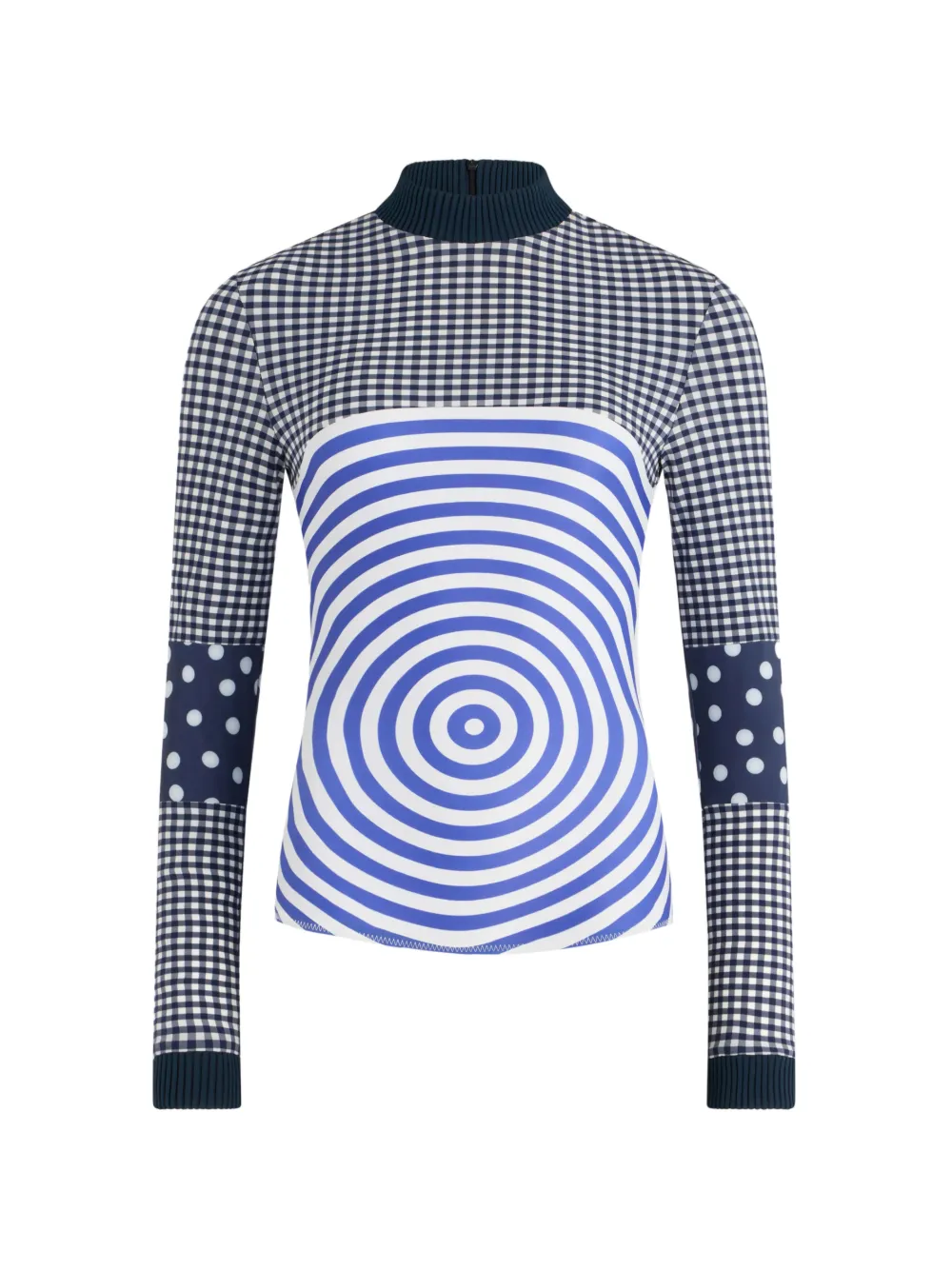 Jean Paul Gaultier Top a maniche lunghe con motivo a quadretti - Blu