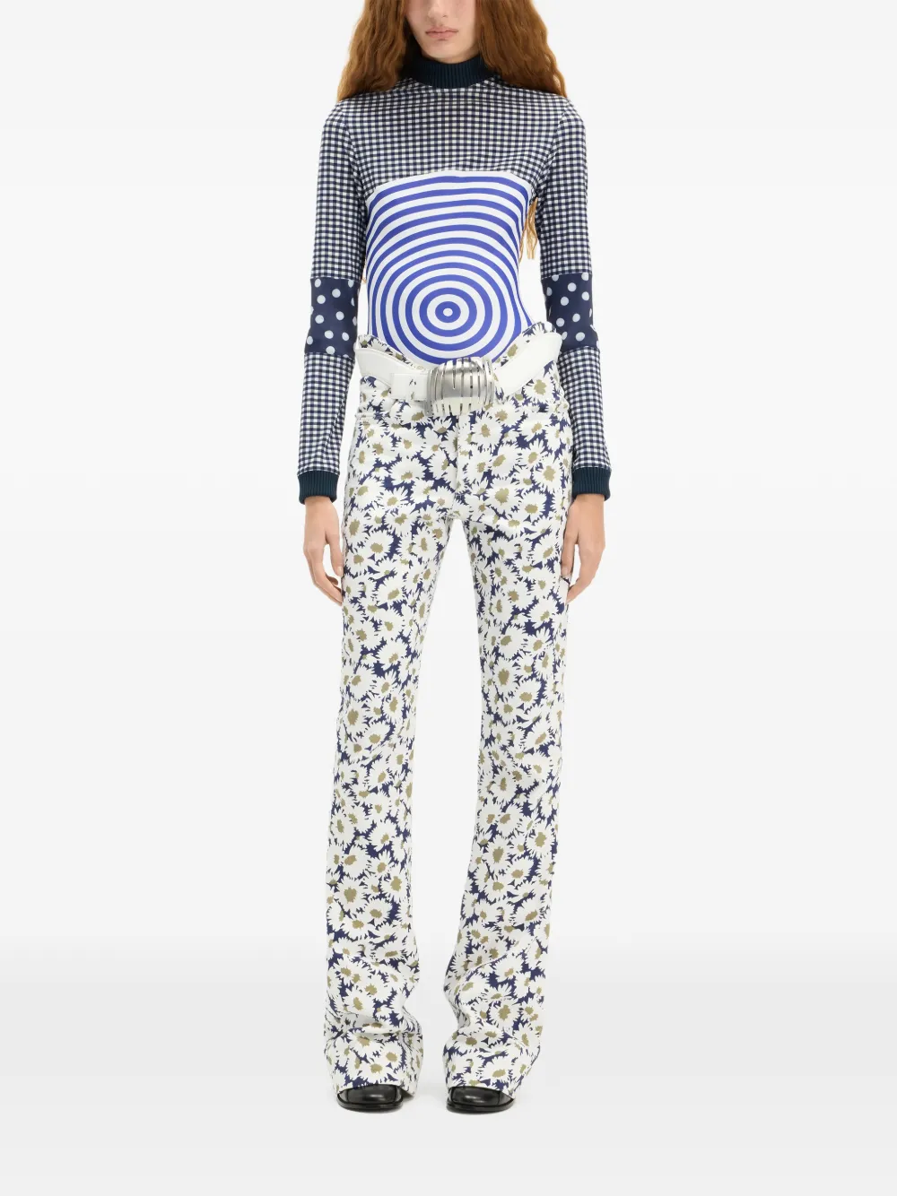 Jean Paul Gaultier Top met gingham ruit en lange mouwen Blauw